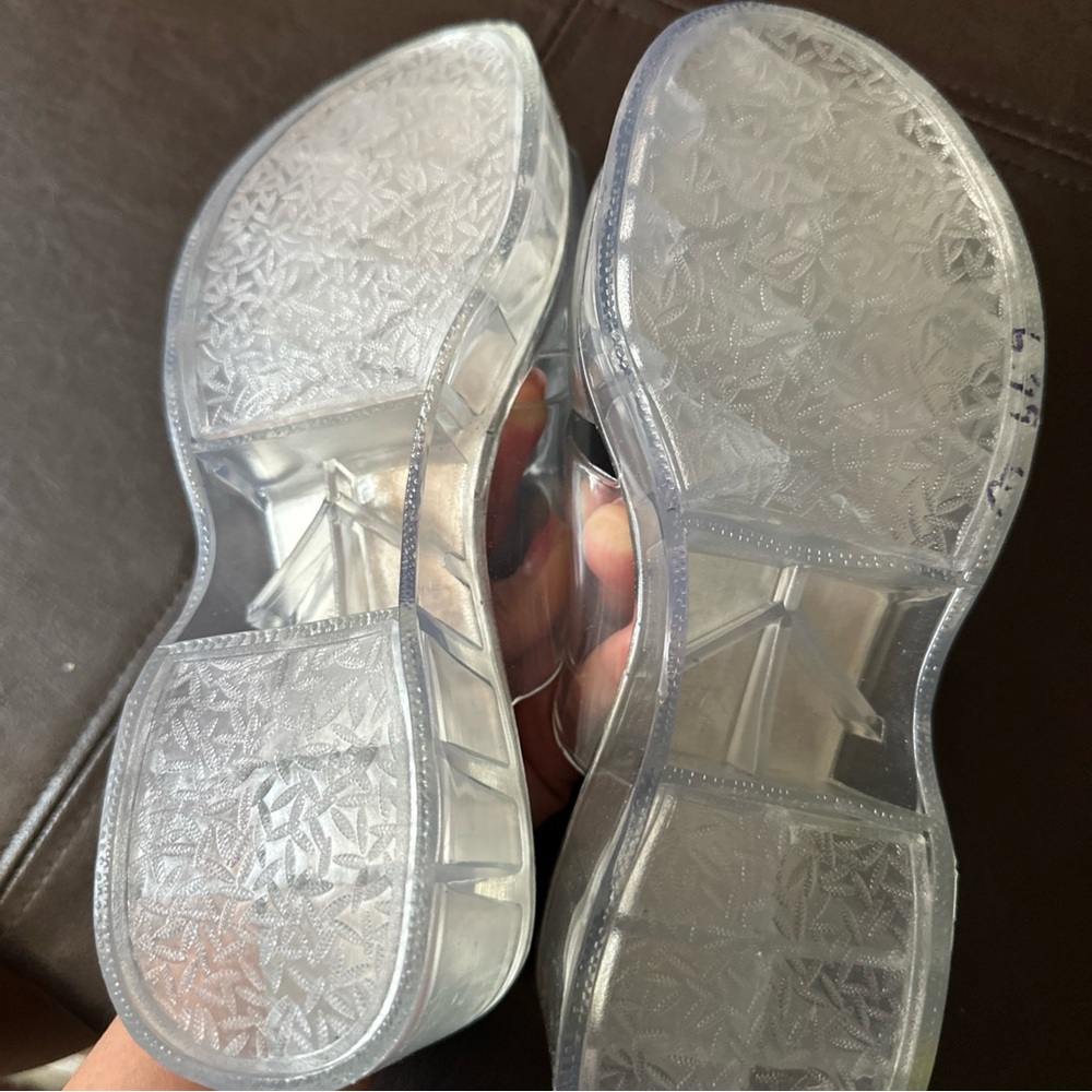 Transparent Clear Platform Wedge Slide Sandals Je… - image 6